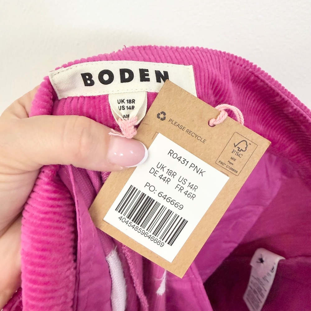 Boden Kew Cord Pants Magenta Pink Corduroy Straight Leg Size 14R - Picture 5 of 7